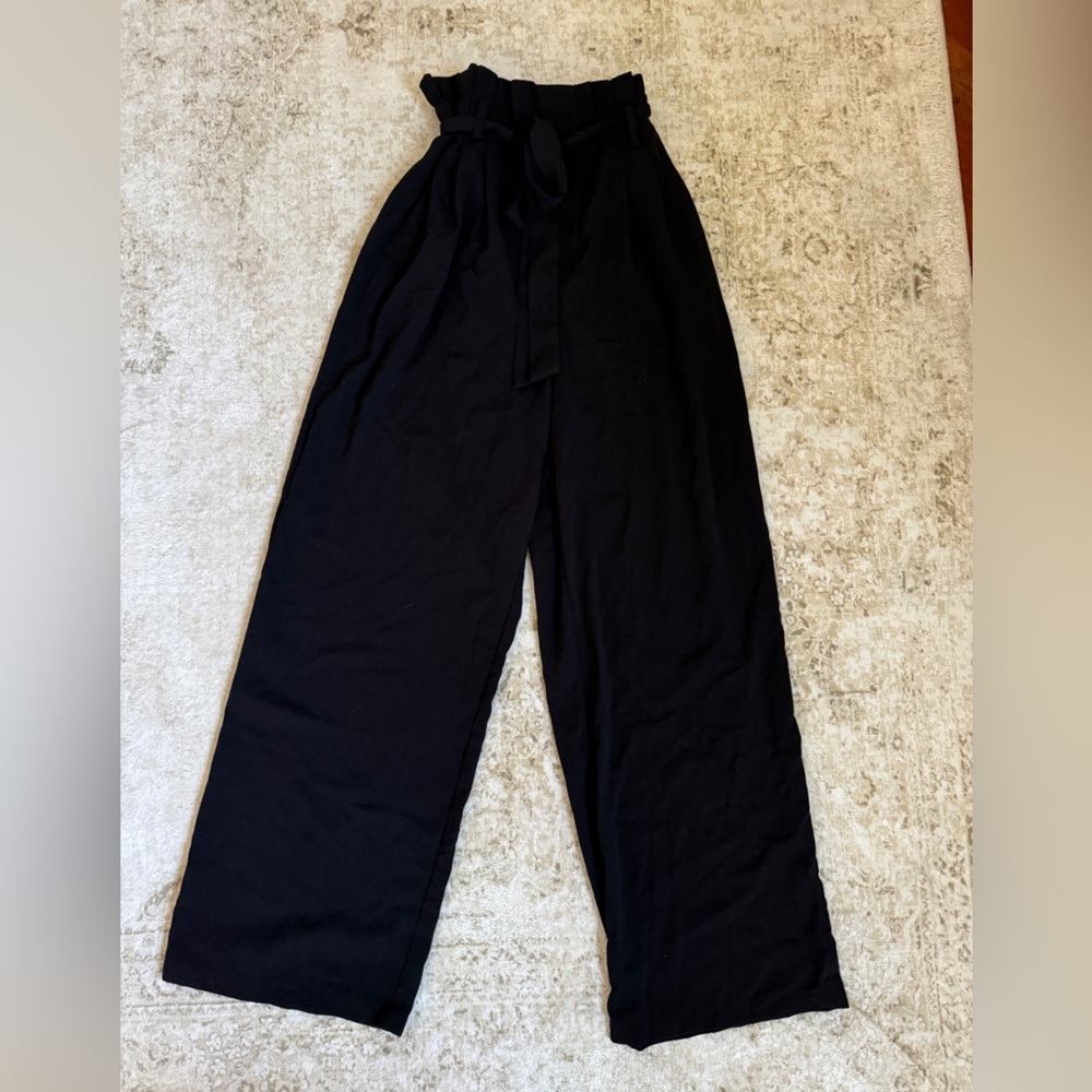 A New Day Black Paperbag Wide Leg Pants - Medium